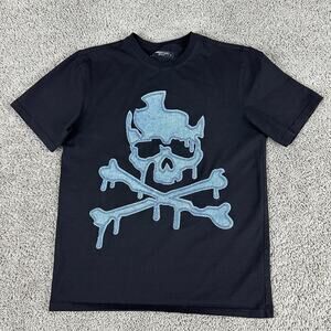Roku Studio Shirt Mens Medium Black Drip Skull Dont Fade Away Short Sleeve